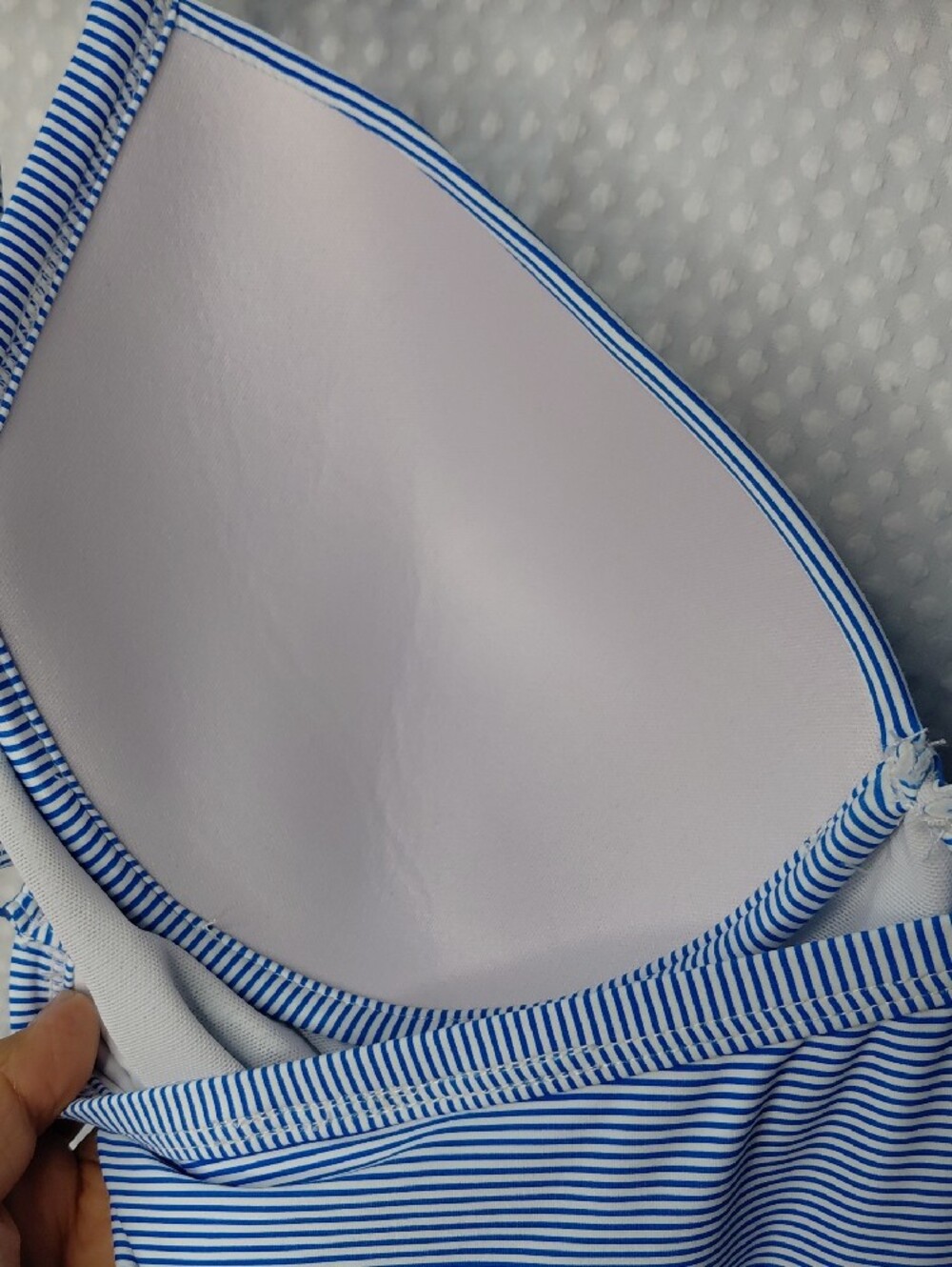 NIPTUCK blue and white striped, twist-front one-piece swimsuit, SZ 10 Cup C/D - Picture 5 of 9